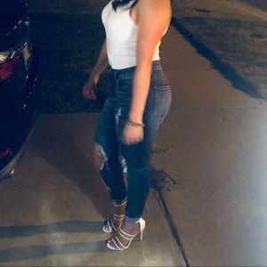 White heels clear bands